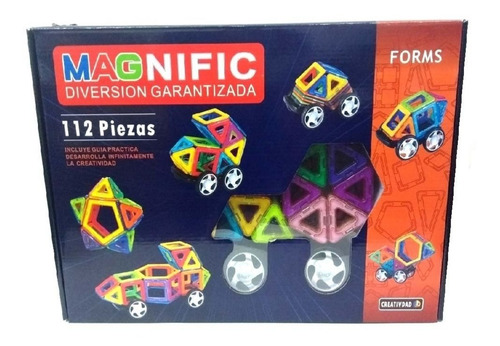 Imagen 1 de 6 de Bloques Imanes Magnéticos Magnific Formas 112 Piezas Edu