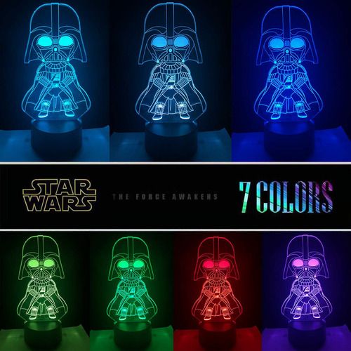 Lampara De Mesa 3 Patrones 3d De Star Wars Yoda