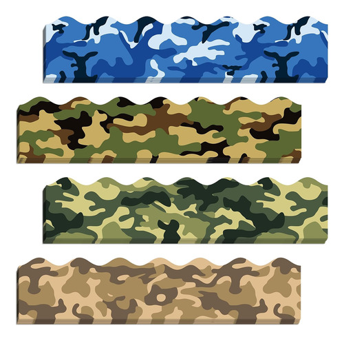 82ft Camo  In Board Borders,4 Designs 72pcs Green Brown...