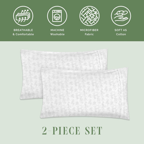 Juego De 2 Fundas De Almohada Suaves 1500 Hilos Estampadas