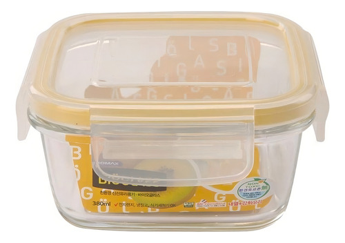 Contenedor Cuadrado De Vidrio Con Tapa Cuadrado 380 Ml Komax Color Transparente