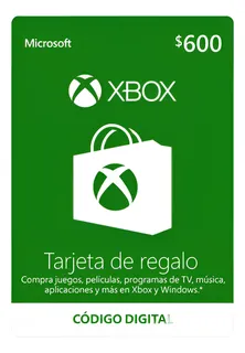 Tarjeta De Regalo Microsoft Xbox - 600 Mxn Código Digital
