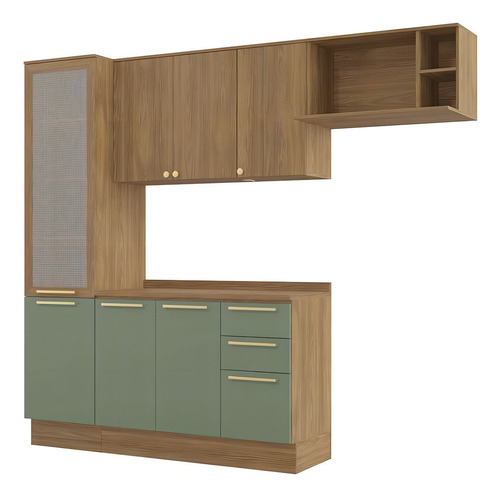 Cozinha Compacta Botanic Com Tela 7 Pt 3 Gv Nogueira E Verde
