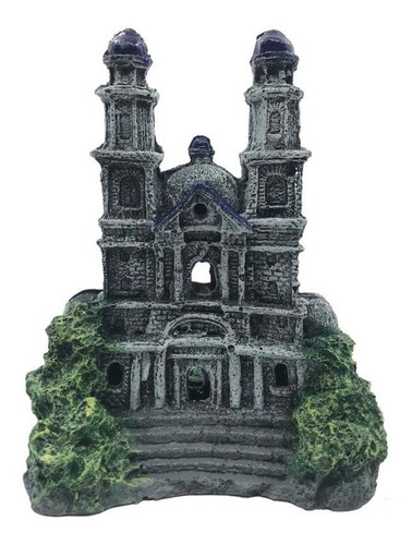 Adorno Figura De Resina Iglesia Para Acuario 021