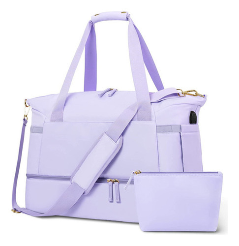 Bolsa De Gimnasio, Bolsa De Viaje Deportiva Con Puerto De Ca Color Morado Purple