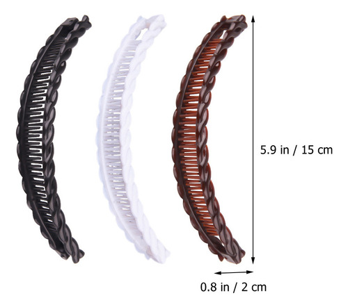 * 12 Pinzas For El Pelo Negras, Accesorios Tipo Banana, Café