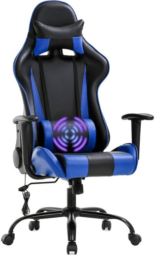 Silla Gamer Ergonomica Reclinable Masaje Best Office Azul