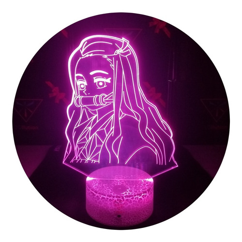 Imagen 1 de 10 de Lámpara 3d Nezuko Kamado Demon Slayer Base Agrietada