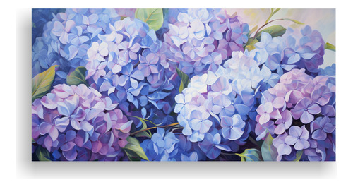 60x30cm Cuadro De Hortensias: Pintura Abstracta De Hortensia