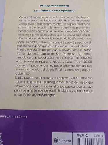 La Maldición De Copérnico Philipp Vandenberg Ed. Booket (Usado)