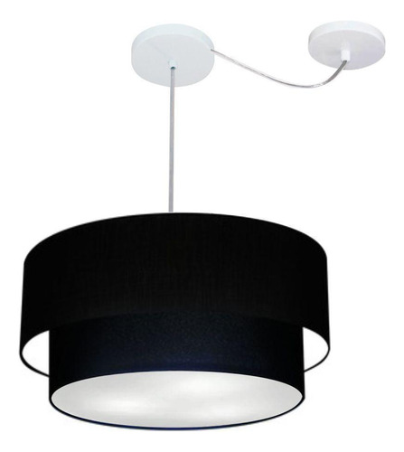 Lustre Pendente Cilíndrico Desvio Preto Mj-4366 Mesa Jantar