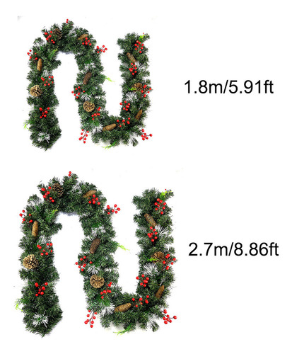 Guirnalda Navidad Pvc 9 Ft Flexible Con Lazo For Decoración
