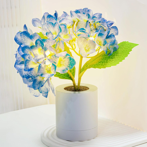 Luz Nocturna Led De Hortensias, Elegante Lámpara De Flores D