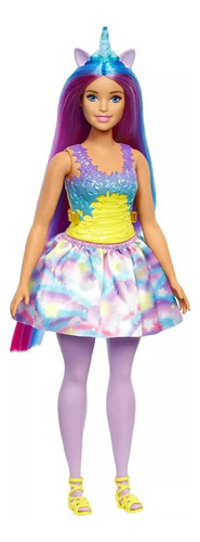 Muñeca Figura Barbie Dreamtopia Unicornio Cuerno Azul Mattel