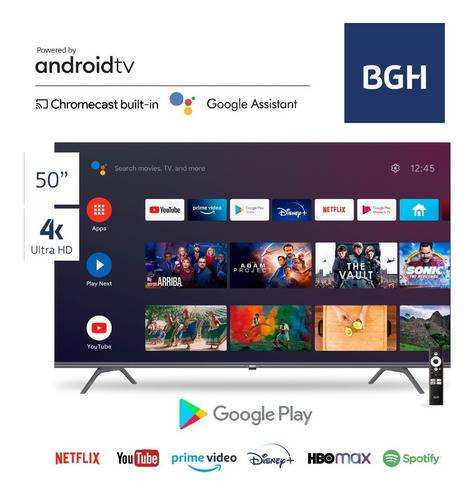 Televisor Bgh 50'' Android Tv Negro 4k Ultra Hd Pne040263