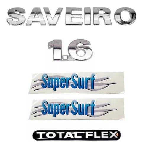 Kit Emblemas Saveiro 1.6 Super Surf (2) G3 G4 G5 Total Flex