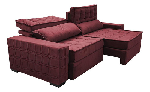 Sofá Retrátil 2,95m Cama Inbox Big Star. Com Softgel d40 Cor Vinho