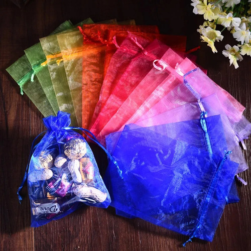 100 Bolsas De Regalo Con Cordón, Bolsas De Red Para Caramelo