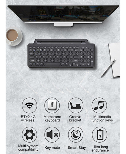K Teclado Inalámbrico Bt Ultrafino Con Almohadilla For