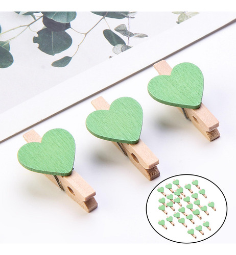 5 X 30 Unids Mini Corazón Lindo Clavijas De Madera Clips