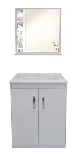 Imagen 1 de 3 de Mueble para baño Delta Piria de 60cm de ancho, 82cm de alto y 38cm de profundidad con bacha y mueble color blanco