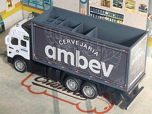 Miniatura Caminhão Porta Lápis Cervejaria Ambev Cinza-escuro