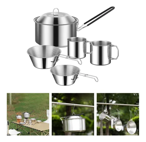 Juego De Ollas De Cocina Mango Portátil Plegable Para