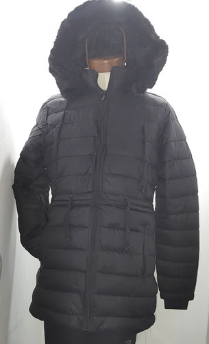 Campera Inflable Mujer Abrigo Capucha Piel Sintética