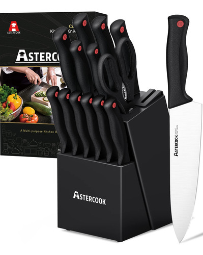 Juego Cuchillos Bloque Afilador Integrado 14 Cuchillos Acero