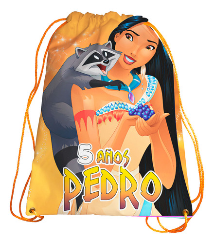 Recuerdo Morralito Fiesta Bolo Pocahontas Personalizado 20u