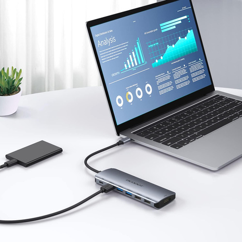 Hub Usb C, Acodot 9 En 1 Usb C A 4k @60hz Hdmi Multipuert...