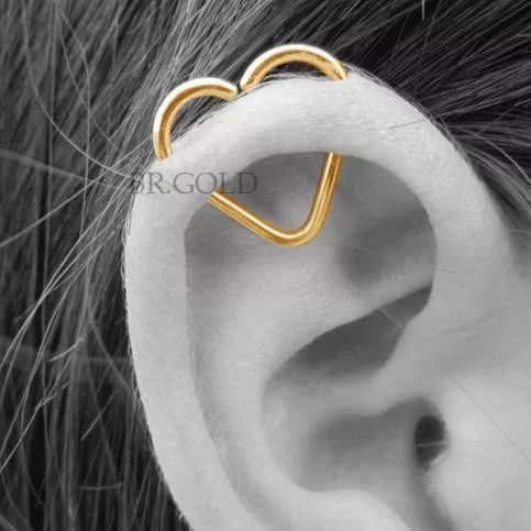 Piercing Orelha/Cartilagem Coração Daith Dourado - Loja de Piercings