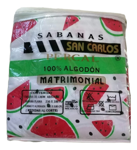 Juego De Sabanas Matrimonial Percal 100% Algodón San Carlos