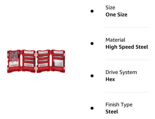 Milwaukee Shockwave - Juego De Brocas De Acero De Aleación Y