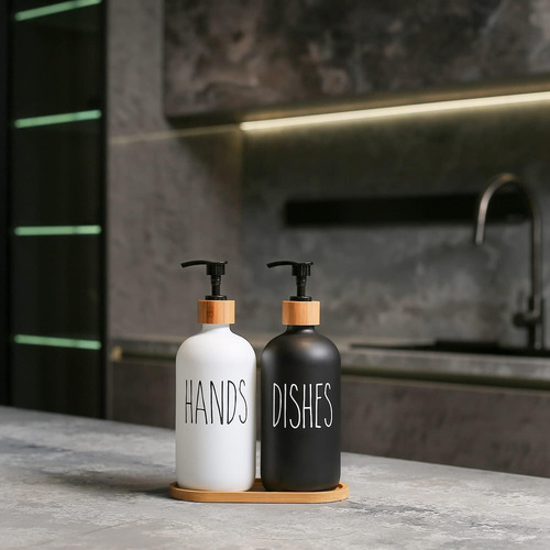 Duo Jaboneras Rellenables Tarjas Trastes Manos Con Bandeja