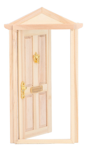 Mini Puerta De Madera Con Escena En Miniatura 1:12 De Materi
