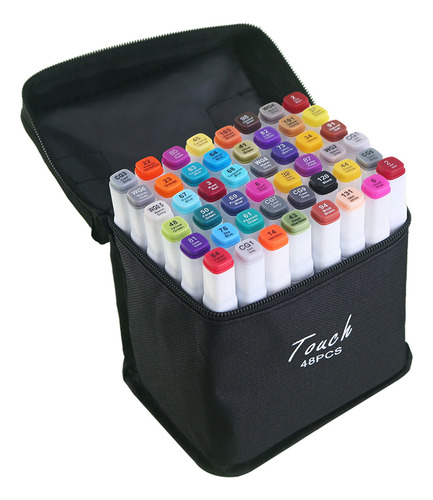 Kit Estojo Canetinhas Permanente Ponta Dupla 48 Cores