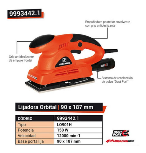 Lijadora Orbital Dowen Pagio 9993442.1 90 X 187 Mm 150 W