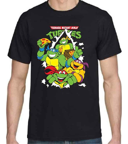 Polera Las Tortugas Ninja Pizza Teenage Mutant Unisex Algodn