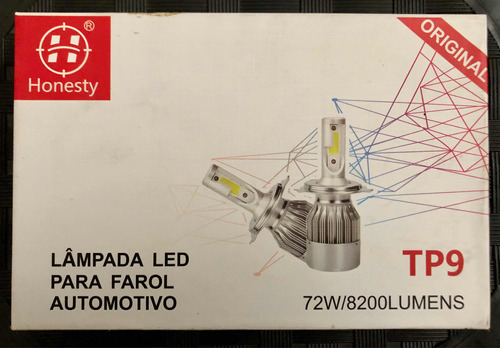 Par Lâmpada Led Automotiva H7 6000k 72w Honesty Tp9