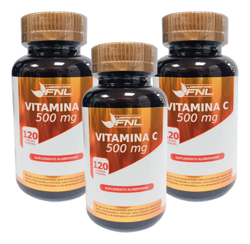 Vitamina C Fnl 3 Frascos 360 Capsulas 3x120 500mg