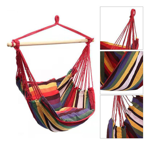 Silla Hamaca De Lona, Portátil, Cómoda, Colorida, A Rayas .
