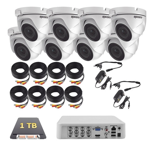 Kit Epcom Video Vigilancia 8 Camaras Domo 1080p 1 Tb