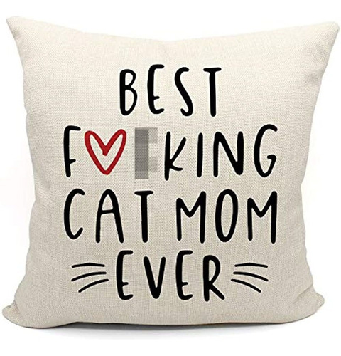 Mancheng-zi Best Cat Mom ever Throw Pillow Case, Funny Cat M