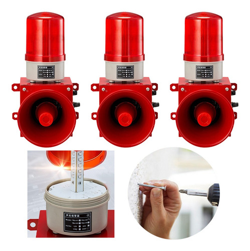 3 Unidades De Sirene Industrial 24v,130db Aviso De