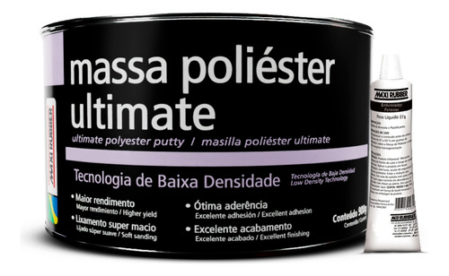 Massa Poliéster Ultimate Metálicas Ferrosas Maxi Rubber 900g