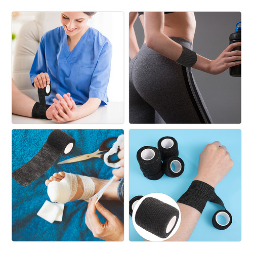 Cinta Venda Elástica Cohesiva Autoadherible 4.5m* 5cm 12pcs Negro