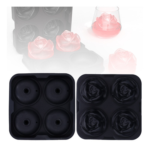 Molde De Flores Rosas 4 Rejillas Para Hacer Cubitos De Hielo