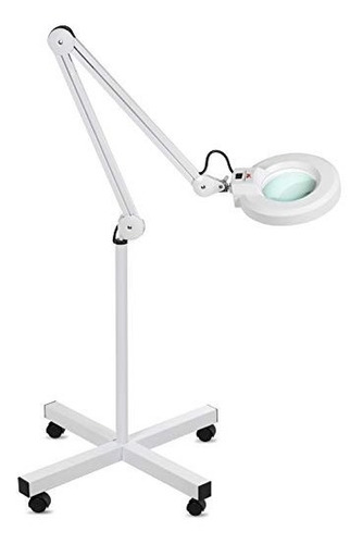 Lámpara Led Lupa Pedestal Articulado Aumento 8x Cosmetología