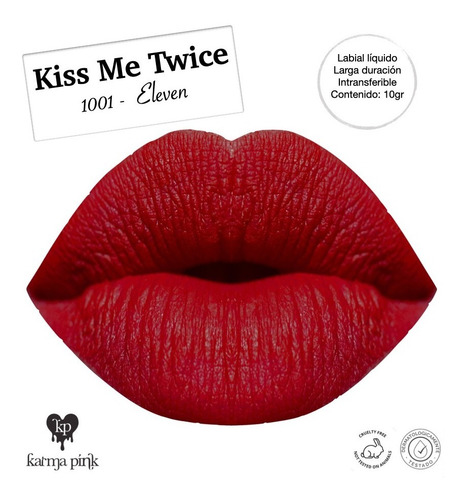 Imagen 2 de 10 de Labial Líquido Mate Larga Duración Kiss Me Twice Karma Pink